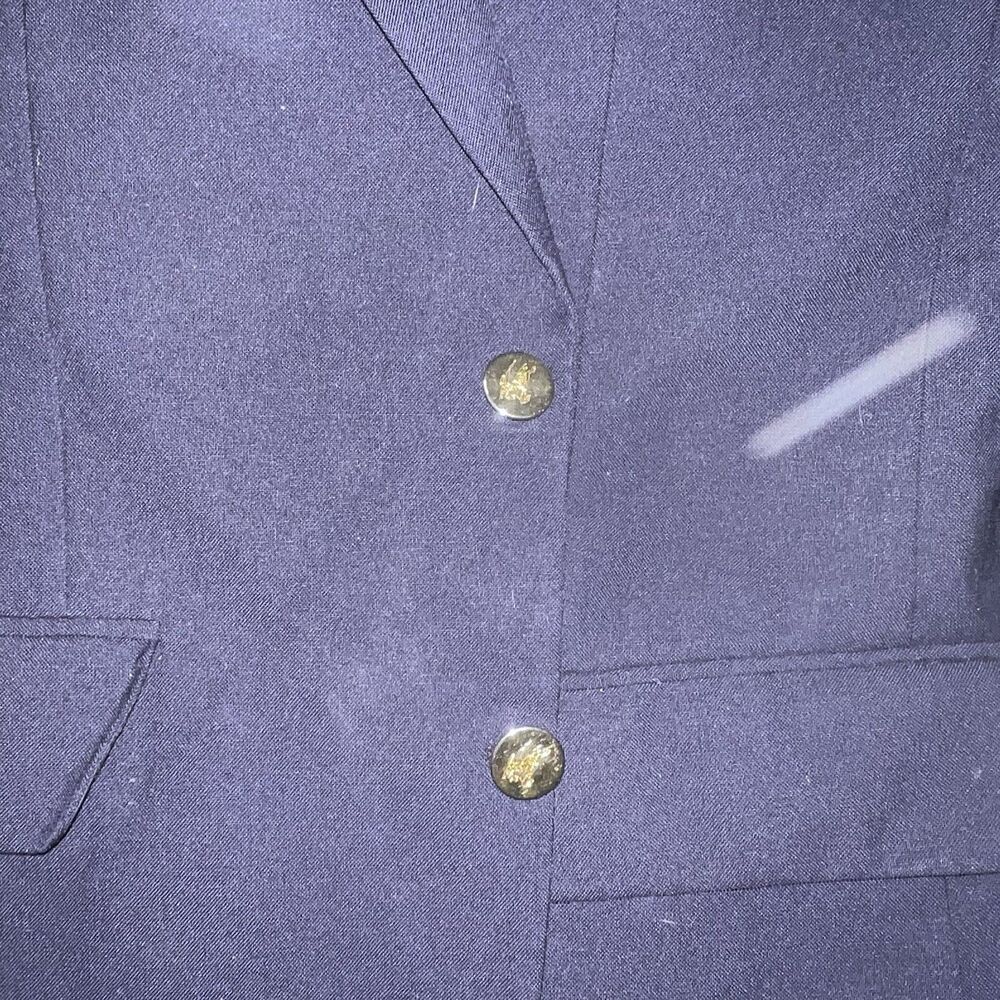 Vintage Burberrys Blazer Jacket Sz 38 Wool Navy Gold Button Double Breasted Peak - Picture 9 of 10